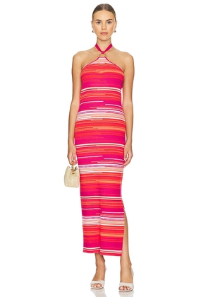 525 Emmy Halter Maxi Dress in Pink. Size M, S, XL, XS.
