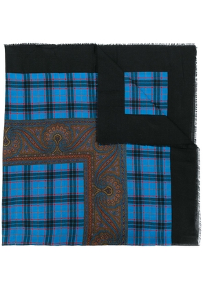 Saint Laurent Pre-Owned contrast pattern scarf - Blue