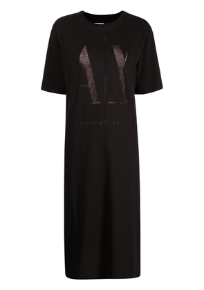 Armani Exchange logo-print T-shirt dress - Black