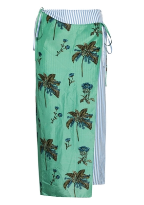 Prada Pre-Owned floral-print striped midi skirt - Green