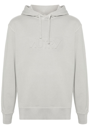 Autry logo-embossed cotton hoodie - Grey