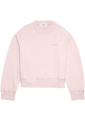 AMI Paris embroidered cotton sweatshirt - Pink