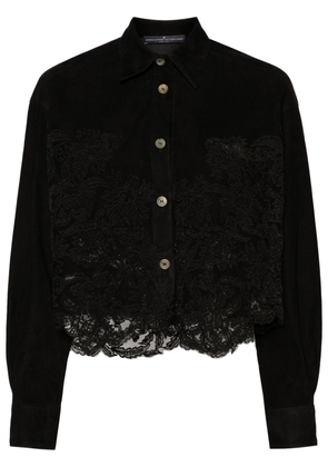 Ermanno Scervino guipure-lace suede shirt - Black