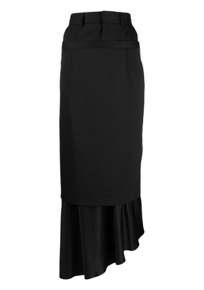 MM6 Maison Margiela layered asymmetric maxi skirt - Black