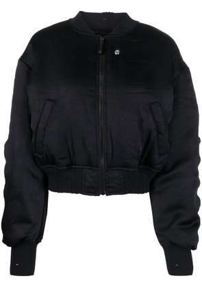 Acne Studios logo-embroidered cropped bomber jacket - Black