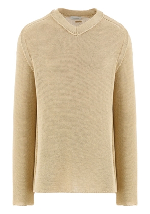 Ferragamo V-neck linen-blend jumper - Neutrals