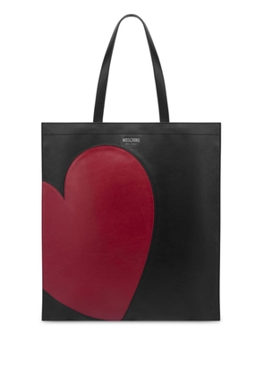 Moschino heart-panelled leather tote bag - Black