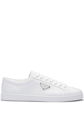 Prada brushed leather low-top sneakers - White