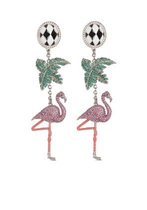 Balmain Flamingo crystal drop earrings - Pink