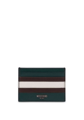 Moschino stripe-detail leather card holder - Green