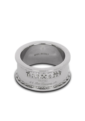 Balmain Signature logo-engraved ring - Silver