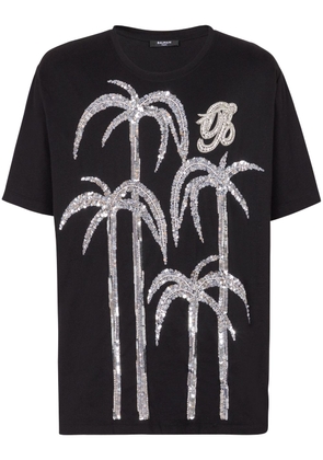 Balmain sequin-embellished cotton T-shirt - Black