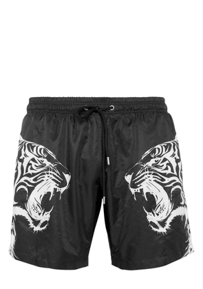 Plein Sport tiger-print swim shorts - Black