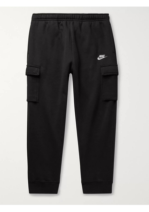 Nike - Sportswear Club Slim-Fit Tapered Cotton-Blend Jersey Cargo Sweatpants - Men - Black - XS