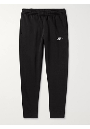 Nike - Sportswear Club Slim-Fit Tapered Logo-Embroidered Cotton-Blend Jersey Sweatpants - Men - Black - XS