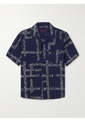 Kardo - Convertible-Collar Embroidered Cotton Shirt - Men - Blue - S