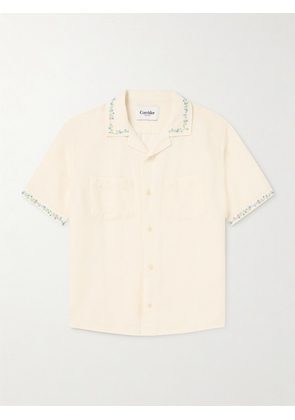 Corridor - Hamsa Camp-Collar Embroidered Cotton Shirt - Men - White - S