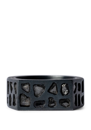 Parts Of Four Oxidised Sterling Silver And Diamond Sistema Signet Ring