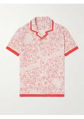 Orlebar Brown - Hibbert Camp-Collar Floral-Print Crepe Shirt - Men - White - S
