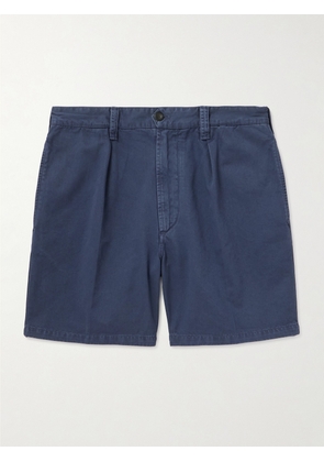 Drake's - Pleated Straight-Leg Cotton-Twill Shorts - Men - Blue - UK/US 30