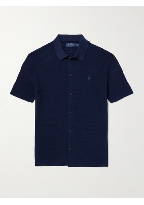Polo Ralph Lauren - Logo-Embroidered Textured Cotton and Linen-Blend Shirt - Men - Blue - S
