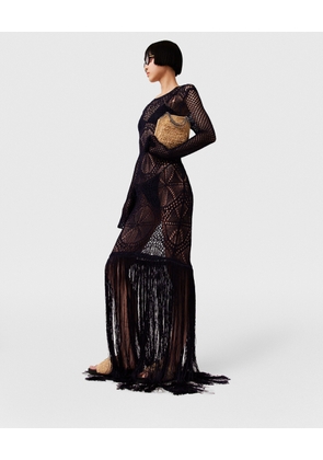 Stella McCartney - Seashell Crochet Maxi Dress, Woman, NAVY, Size: XS