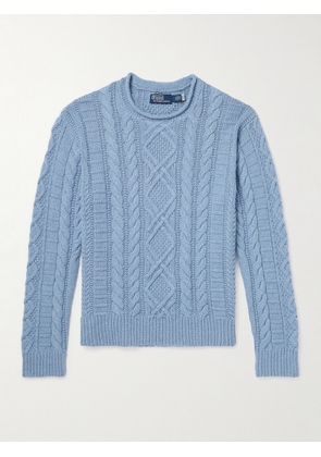 Polo Ralph Lauren - Cable-Knit Cotton, Cashmere and Linen-Blend Sweater - Men - Blue - S