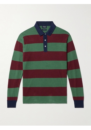 Drake's - Striped Linen and Cotton-Blend Jersey Rugby Shirt - Men - Green - XS