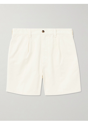 Drake's - Pleated Straight-Leg Cotton-Twill Shorts - Men - White - UK/US 30