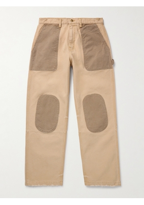 Cherry Los Angeles - Safari Straight-Leg Distressed Two-Tone Cotton-Canvas Trousers - Men - Neutrals - UK/US 28