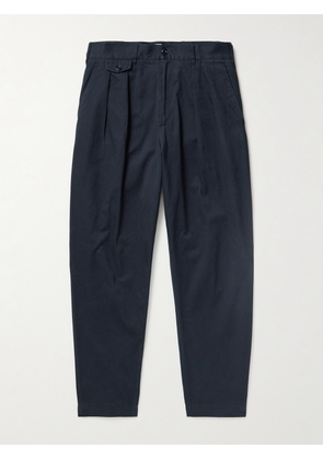 Richard James - Straight-Leg Pleated Cotton-Twill Trousers - Men - Blue - UK/US 30
