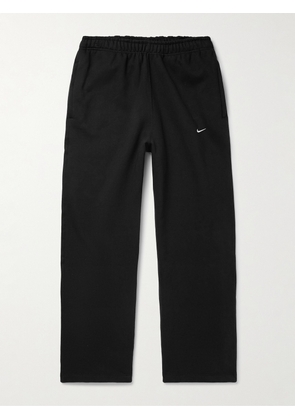 Nike - Solo Swoosh Straight-Leg Cotton-Blend Jersey Sweatpants - Men - Black - S