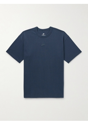 Nike - Sportswear Premium Essentials Logo-Embroidered Cotton-Jersey T-Shirt - Men - Blue - XS