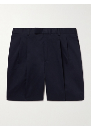 Kingsman - Pleated Cotton-Blend Twill Shorts - Men - Blue - IT 46