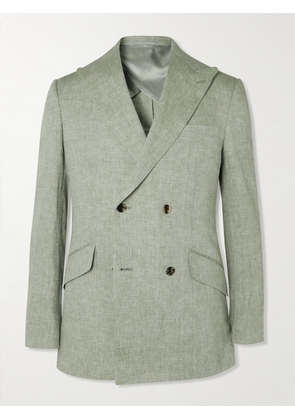 Kingsman - Double-Breasted Linen Suit Jacket - Men - Green - IT 46