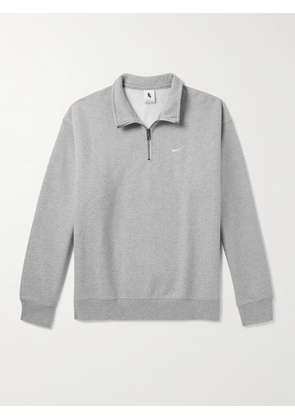 Nike - Solo Swoosh Logo-Embroidered Cotton-Blend Jersey Half-Zip Sweatshirt - Men - Gray - M