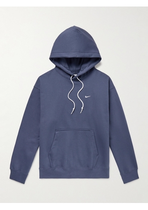 Nike - Solo Swoosh Logo-Embroidered Cotton-Blend Jersey Hoodie - Men - Blue - XS