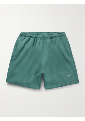 Nike - Solo Swoosh Straight-Leg Logo-Embroidered Cotton-Blend Jersey Shorts - Men - Green - XS