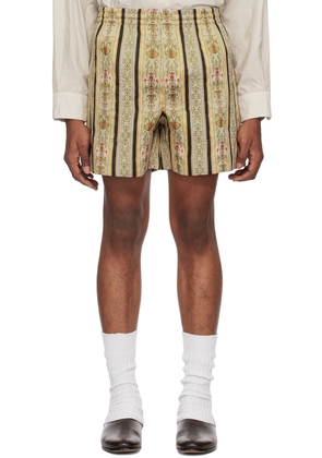 Bode Off-White Floret Brocade Shorts