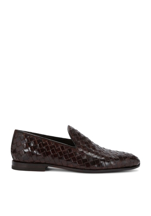 Bontoni Leather Guanto Woven Loafers