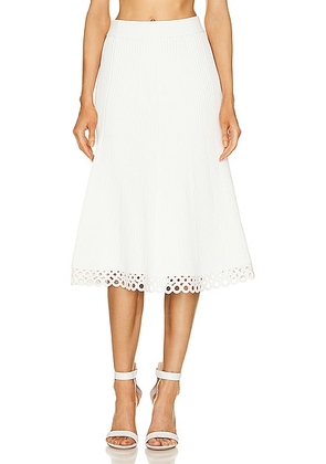 SIMKHAI Livina Crochet Rings Midi Skirt in White - White. Size S (also in ).