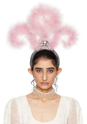 Anna Sui SSENSE Exclusive Black & Pink Feathered Headband