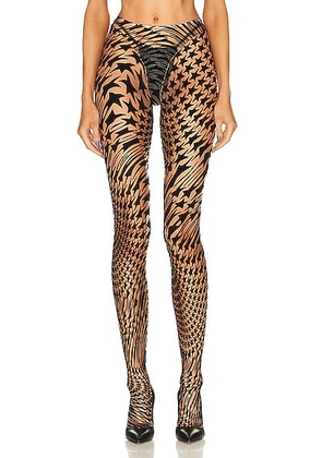 Mugler Footed Legging in Nude 01 & Black - Nude. Size 34 (also in ).