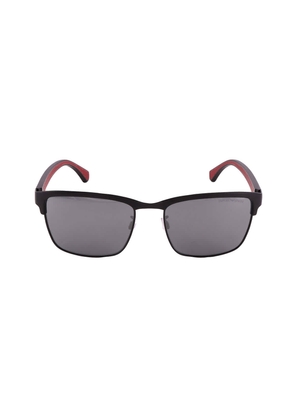Emporio Armani Light Grey Mirror Black Shield Mens Sunglasses EA2087 30146G 56