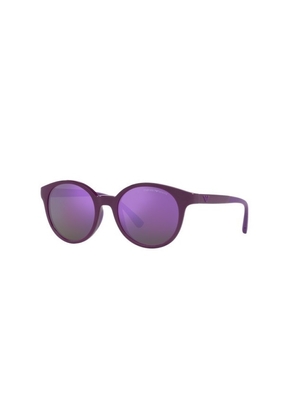 Emporio Armani Grey Mirror Violet Round Ladies Sunglasses EA4185 51154V 47