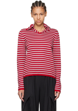 Comme des Garçons Girl Red & Gray Striped Sweater