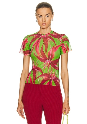Louisa Ballou Beach Tee in Red Green Flower - Green. Size XS (also in ).