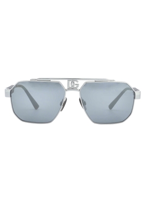 Dolce and Gabbana Light Grey Mirrored Black Navigator Mens Sunglasses DG2294 04/6G 59