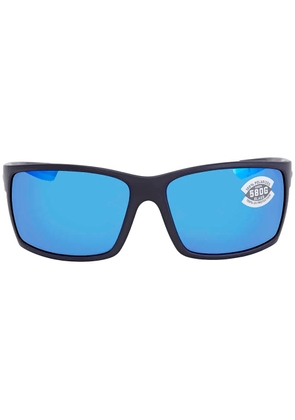 Costa Del Mar REEFTON Blue Mirror Polarized Glass Rectangular Mens Sunglasses RFT 01 OBMGLP 64