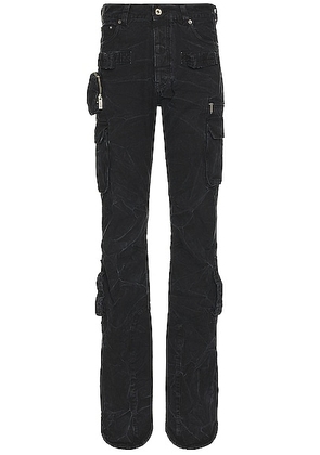 OFF-WHITE Garment Dyed Canvas Round Cargo Pant in Black - Black. Size S (also in ).